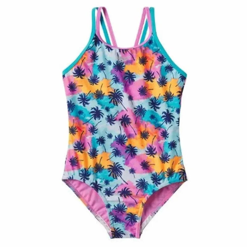 Girls Speedo Palm Tree Swim Bathing Suit Size XL (16) Brand New